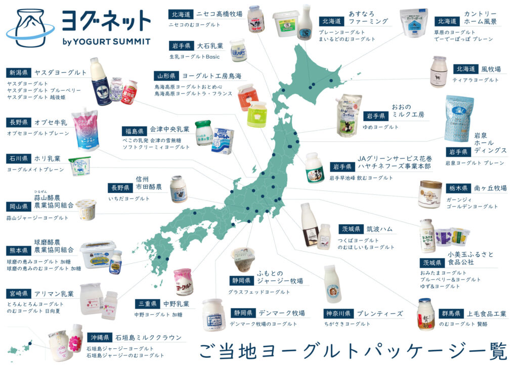 茨木市立中央図書館「消費者の部屋」ヨグネットご当地ヨーグルト容器一覧